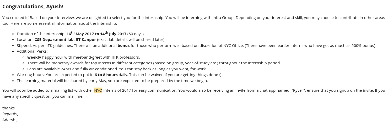 #nyointern17 Yay! You are selected for The Internship!